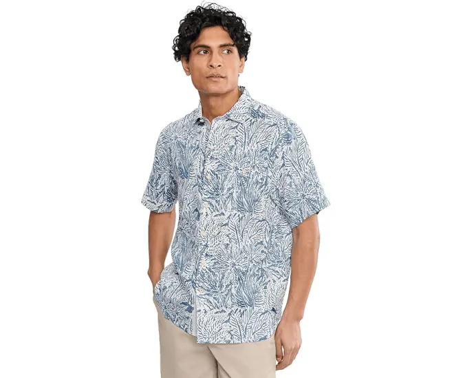 Льняная рубашка Tommy Bahama Antigo Vines с принтом и карманом