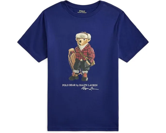 Футболка из хлопкового джерси с медвежонком Polo Ralph Lauren Kids для детей постарше