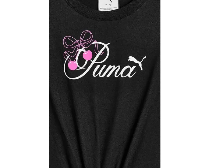 Детский комплект футболка и шорты из флиса Puma Black/Neon Pink