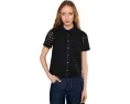Блузка Eyelet Short Sleeve Collared Button Down от CeCe из гипюра