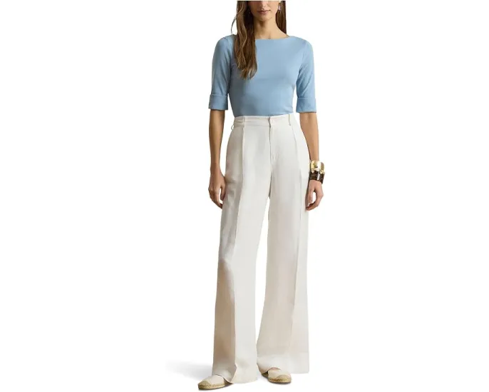 Топ Lauren Ralph Lauren из хлопка с эластаном с лодочкой