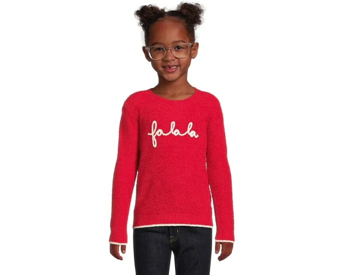 Детский свитер Barefoot Dreams CozyChic Lite Fa La La с праздничной вышивкой