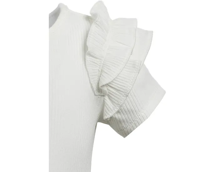 Блузка для девочки Janie and Jack с короткими рукавами в рубчик и рюшами