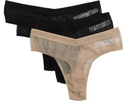 Набор из 3 стрингов Hanky Panky Mesh High Cut из сетки с хлопковой ластовицей