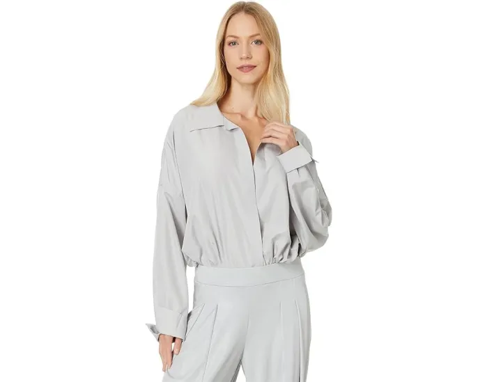 Боди Norma Kamali Super Oversized Boyfriend NK Shirt из хлопкового поплина на застежке-липучке