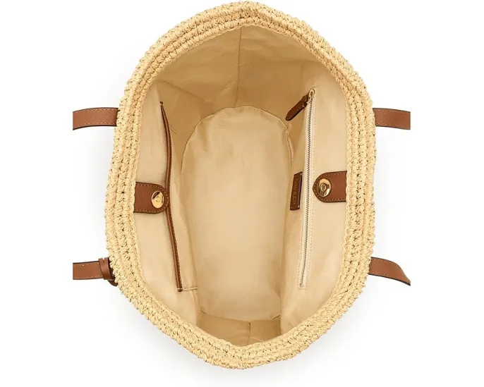 Большая сумка-тоут Lauren Ralph Lauren Lainey из крученой соломки с кожаными деталями