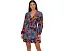 Короткое платье Adrianna Papell Printed Flounce с присборенными рукавами
