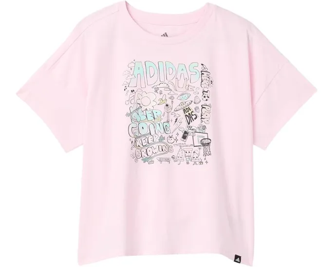 Футболка adidas Kids Drop Shoulder с графическим принтом и свободным кроем