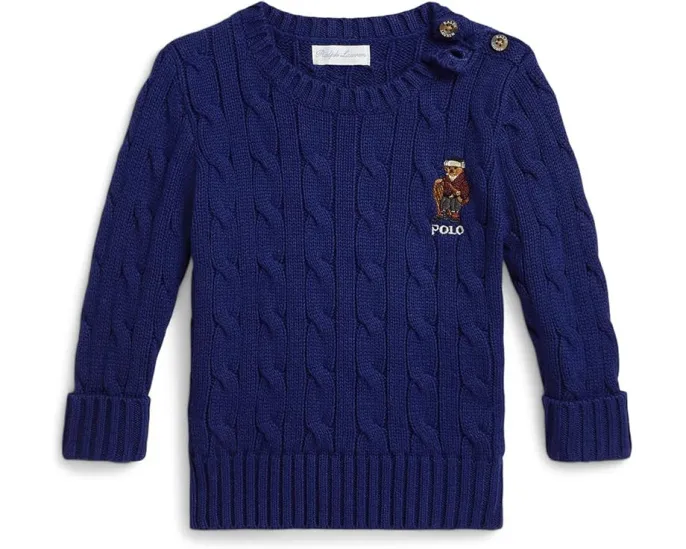 Детский свитер Polo Ralph Lauren с медвежонком и косой вязкой
