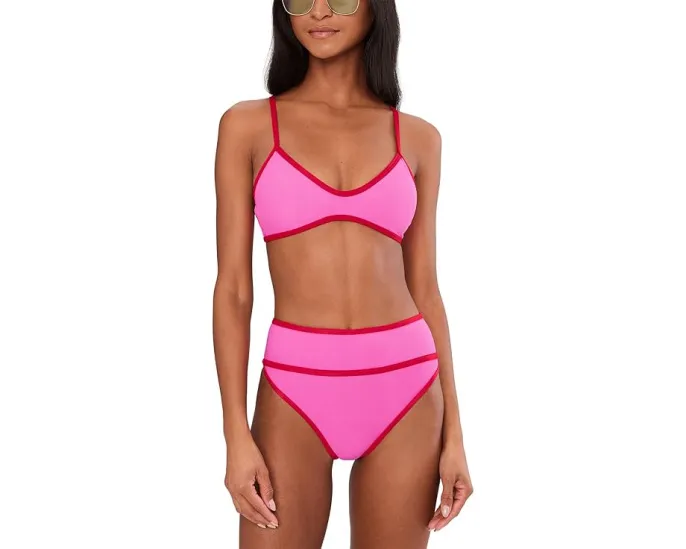 Купальный топ Leona с текстурной тканью и контрастным кантом