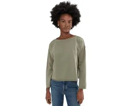 Блуза свободного кроя с лодочкой из окрашенного в готовом виде махрового полотна Petite Eileen Fisher