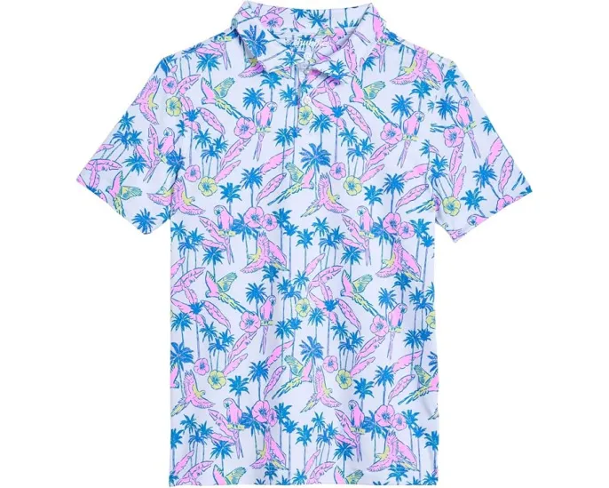 The Flock Party White Performance Polo (Big Kid)