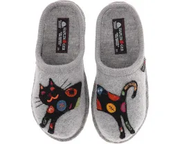 Тапочки Haflinger Sassy из вареной шерсти с аппликацией котенка