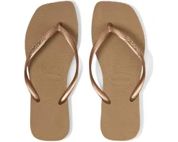 Havaianas шлепанцы Slim Square Logo Metallic с квадратным носком и тонкими бретелями