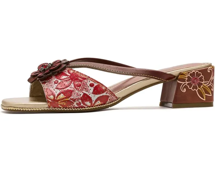 L'Artiste by Spring Step Сандалии Europa из кожи с цветочным тиснением и блочным каблуком