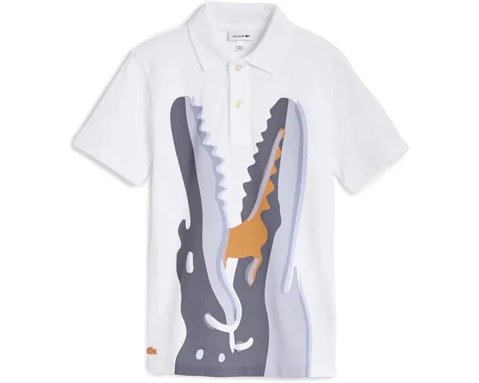 Детское поло Lacoste с акварельным крокодилом Watercolor Croc Polo