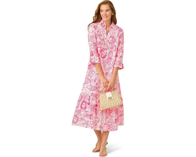 Lilly Pulitzer Платье макси Alora с V-образным вырезом и планкой на пуговицах