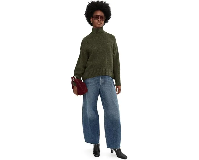 Свитер Madewell Fluffy Wool Balham Hi-Low Turtle из смеси альпаки с объемной вязкой