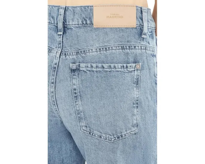 Джинсы 7 For All Mankind Stovepipe Straight с высокой посадкой из смеси хлопка и льна