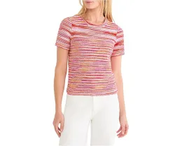 Свитер NIC+ZOE Spacedye с рельефным узором и коротким рукавом