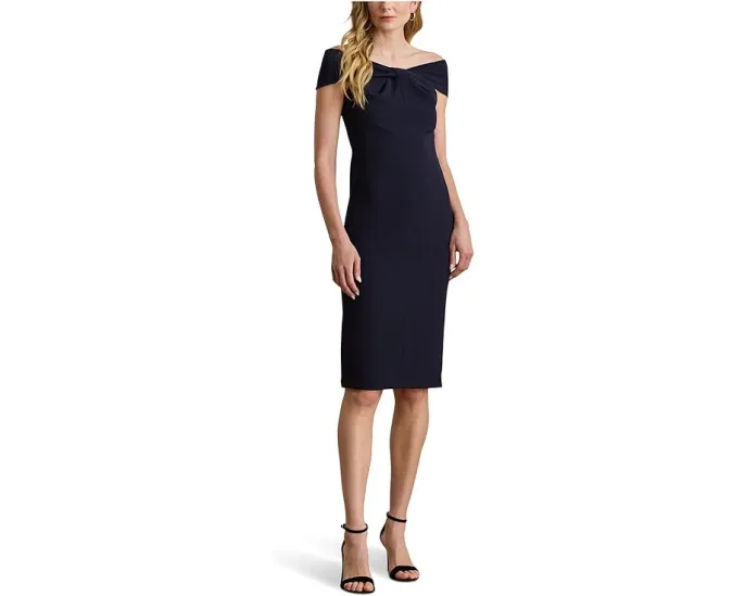 Lauren Ralph Lauren платье-футляр миди с запахом и плиссировкой
