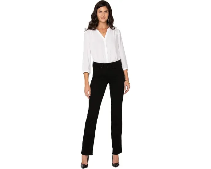 Джинсы NYDJ Petite Marilyn Straight с технологией Lift Tuck для уверенности в черном цвете