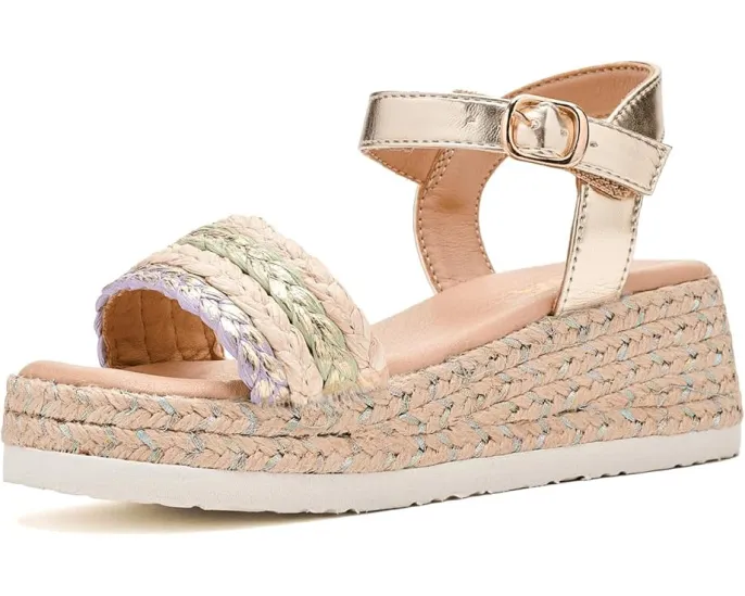 Детские сандалии Mia Kids Zhara на металлизированной танкетке с плетеным верхом