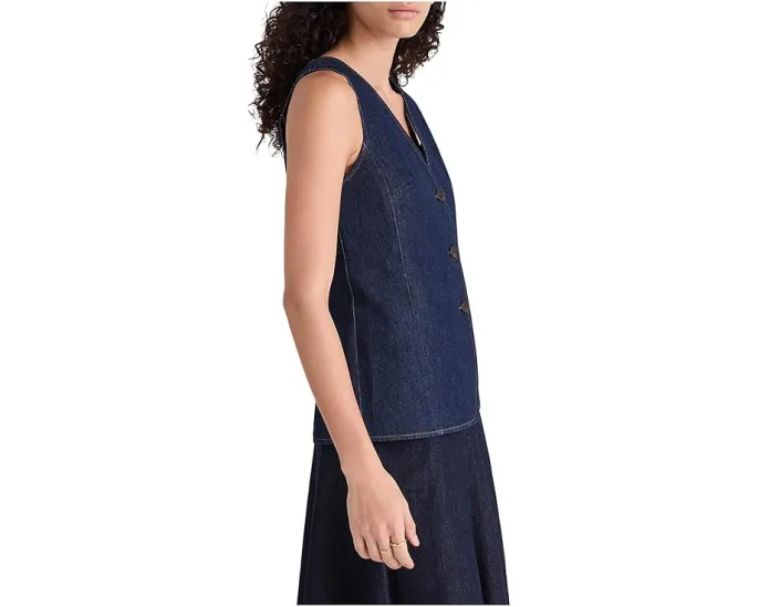 Madewell Длинный жилет с V-образным вырезом и рельефными швами в цвете Rinse Wash