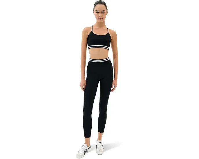 Леггинсы Splits59 Bailey High Waist Active Rib 7/8 с рельефной резинкой и полосатым поясом