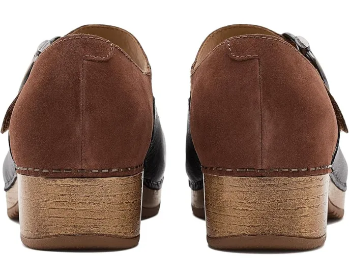 Dansko сабо Bonny Mary Jane из черной кожи с ремешком