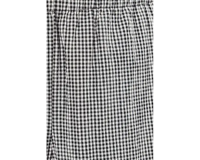 Organic Cotton Pucker Check Ankle Wide Pants