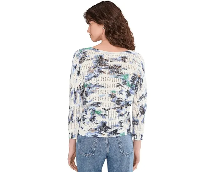 Свитер Water Lilies Pointelle с V-образным вырезом и принтом в технике пойнтель NIC+ZOE
