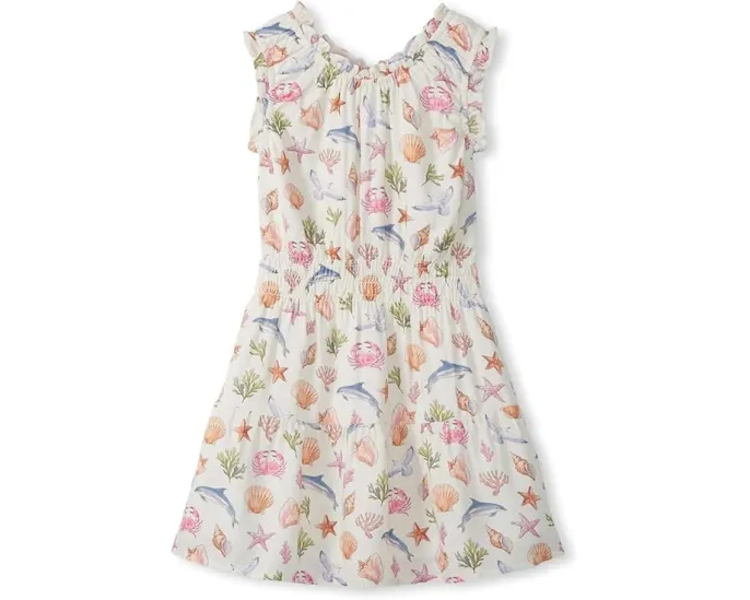 Платье Hatley Kids Vintage Sea Life с рюшами и расклешенной юбкой