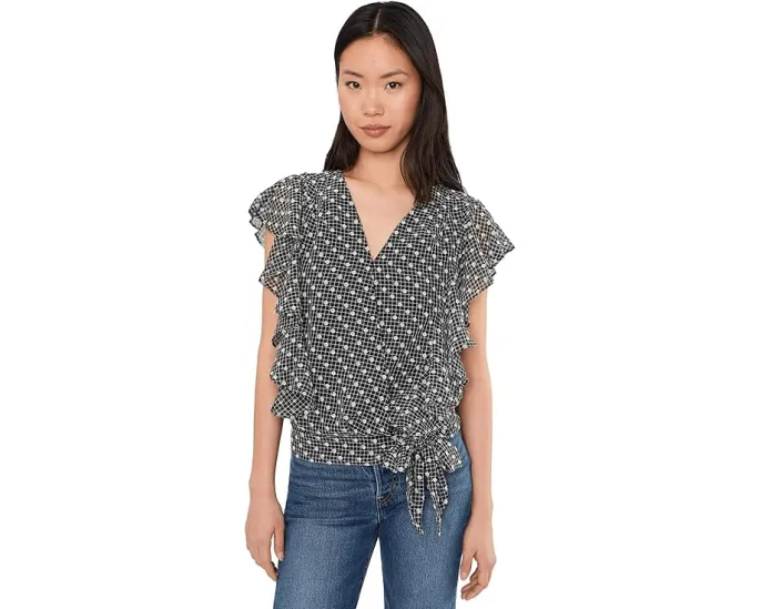 Блуза Liverpool Los Angeles с короткими рукавами-фонариками и драпировкой спереди