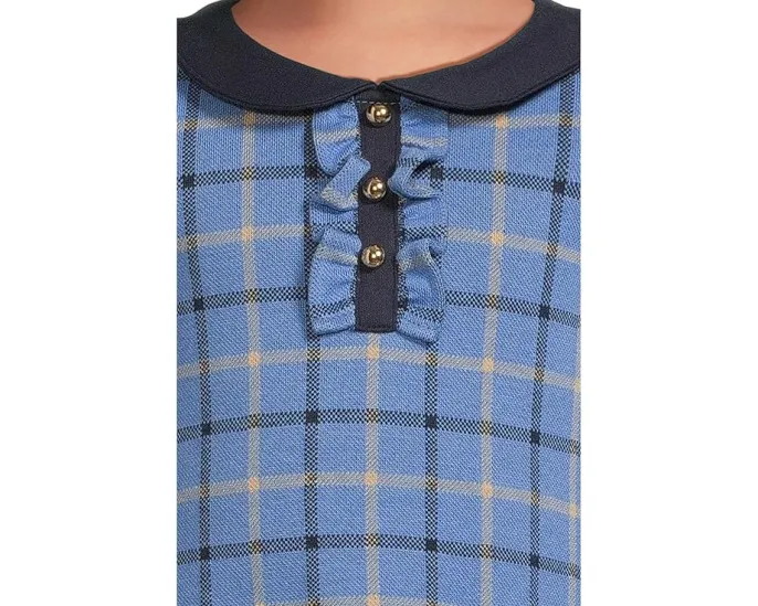 Платье для девочки Janie and Jack в клетку жаккард с бантом и длинными рукавами