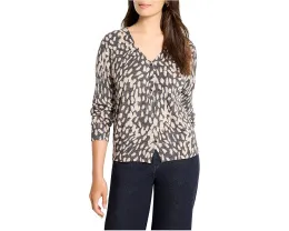 Пуловер NIC+ZOE Petite Wild Dot с V образным вырезом и фактурной пряжей