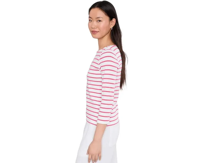 Lilla P Топ с лодочкой и рукавом 3/4 в рубчатую полоску