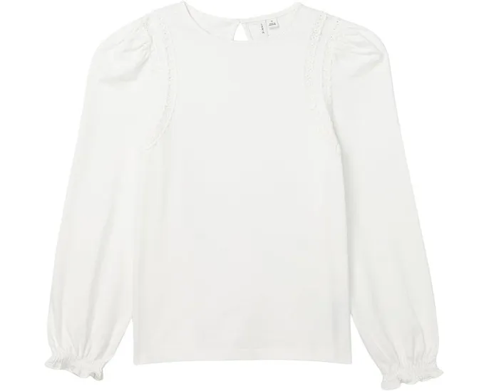 Детский трикотажный топ Janie and Jack с кружевной отделкой и длинными рукавами