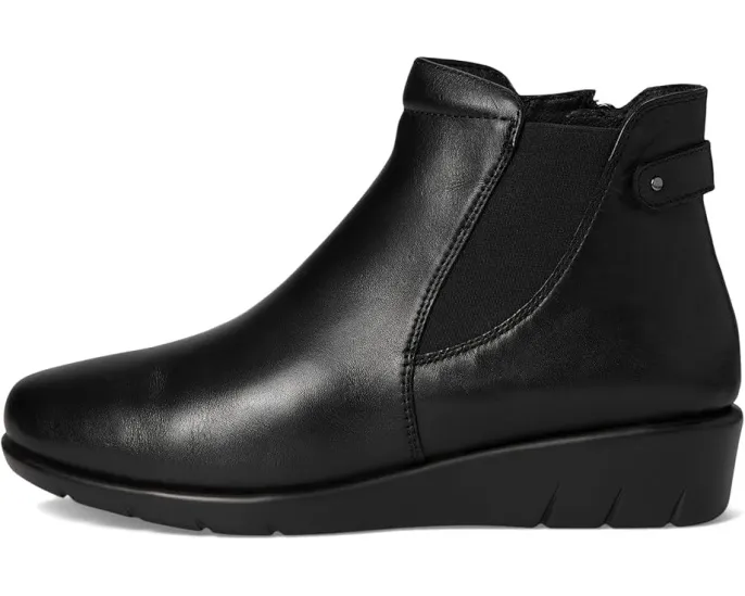 Ботильоны Apso на каблуке с эластичной вставкой и молнией из мягкой кожи