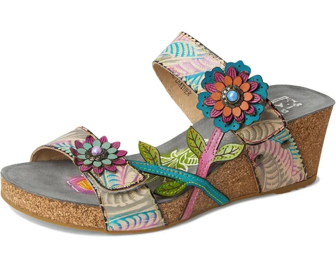 Сандалии Moai с асимметричным цветочным принтом и застежкой на липучке