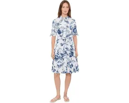 Платье Calvin Klein A-силуэта из хлопка с коротким рукавом и цветочным принтом