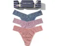 Трусы танга Hanky Panky Signature Lace Low Rise 3 шт с хлопковой ластовицей