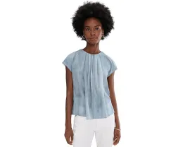 Блузка Vince Gathered Cap Sleeve Blouse из шелка крепдешин с омбре