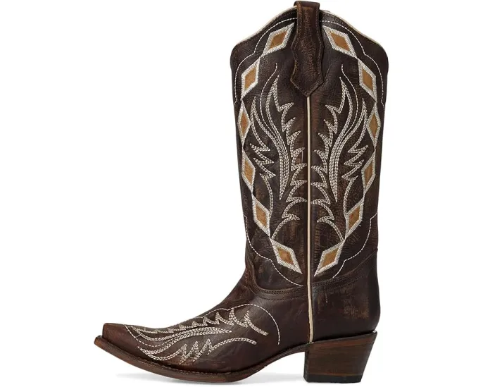 Сапоги Corral L6285 до икры с шоколадной лазерной вышивкой