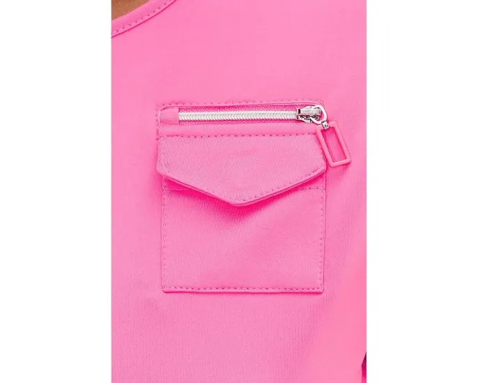 Футболка Jamie Sadock с круглым вырезом и карманом из роскошной ткани розового цвета