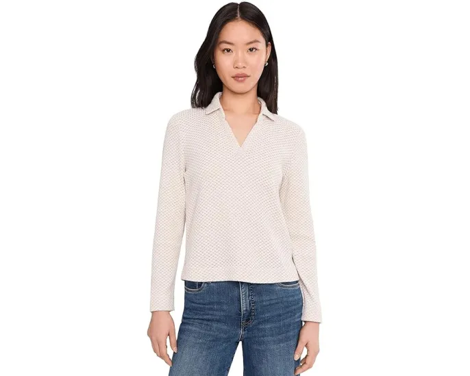 Поло NIC+ZOE Petite с рельефной резинкой и воротником V-образного выреза