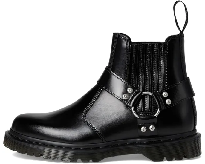 Chelsea ботинки Dr. Martens 2976 Harness из черной анилиновой кожи с декоративными шпильками