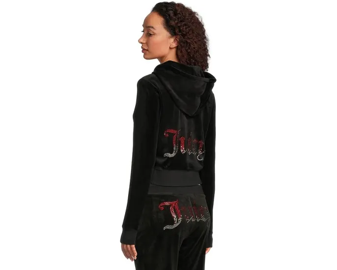 Толстовка Juicy Couture Ombre Hotfix Classic с капюшоном и стразовым логотипом