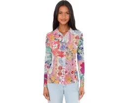 Johnny Was Блуза из сетки с застежкой на пуговицы