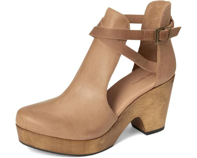 Free People Клоги из кожи цвета кедра с деревянной подошвой